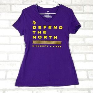 Fanatics Minnesota Vikings Defend The North Purple V-Neck T-Shirt Womens S 3A40